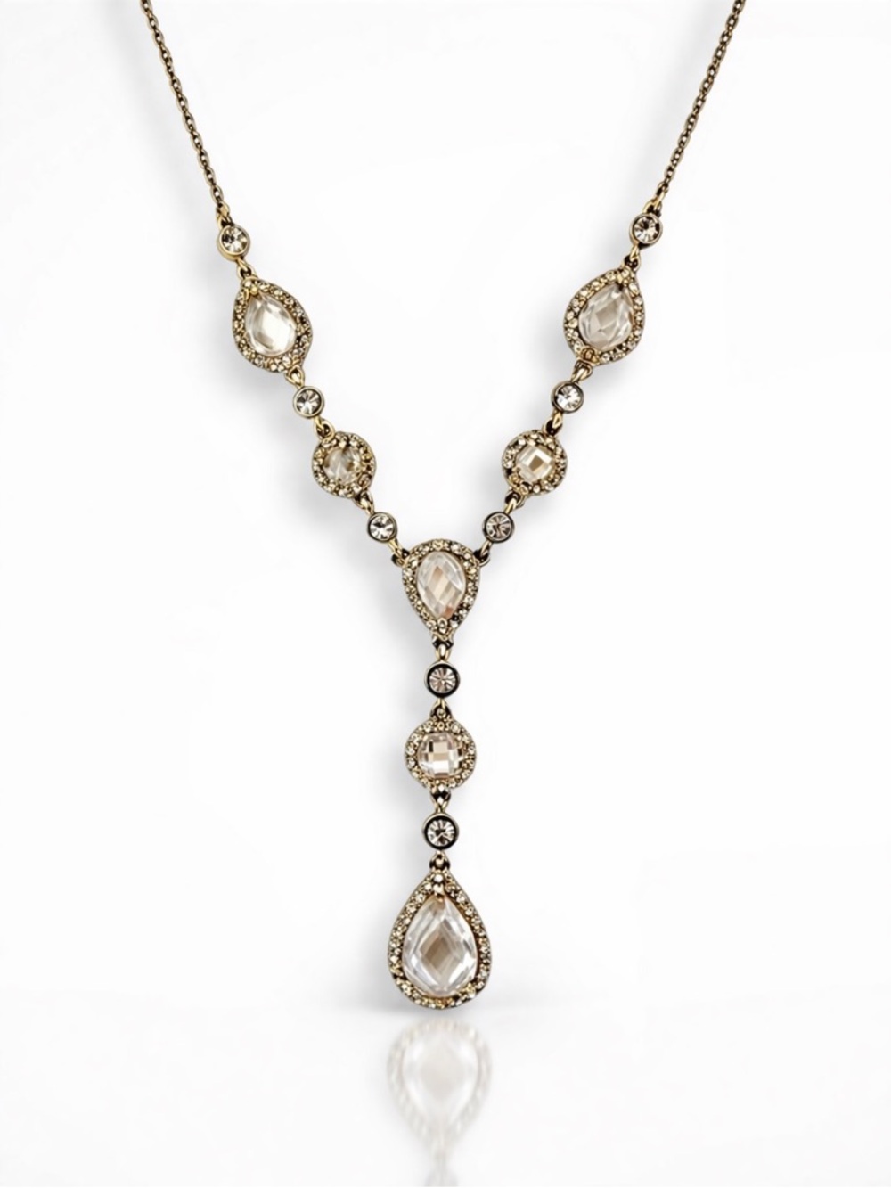 Jenny Packham Crystal Teardrop Y-Necklace